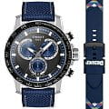 Tissot Tissot SuperSport Chrono T125.617.17.051.03A SuperSport Chrono T1256171705103a кварцевые мужские часы  черный циферблат, браслет кожа + текстиль — вид спереди
