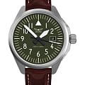 Aviator Aviator Airacobra V.1.38.0.319.4  V.1.38.0.319.4 кварцевые мужские часы зеленый циферблат, браслет кожаный — вид спереди