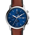 Fossil Fossil Georgia  FS5850  FS5850 кварцевые мужские часы синий циферблат, браслет кожаный — вид спереди
