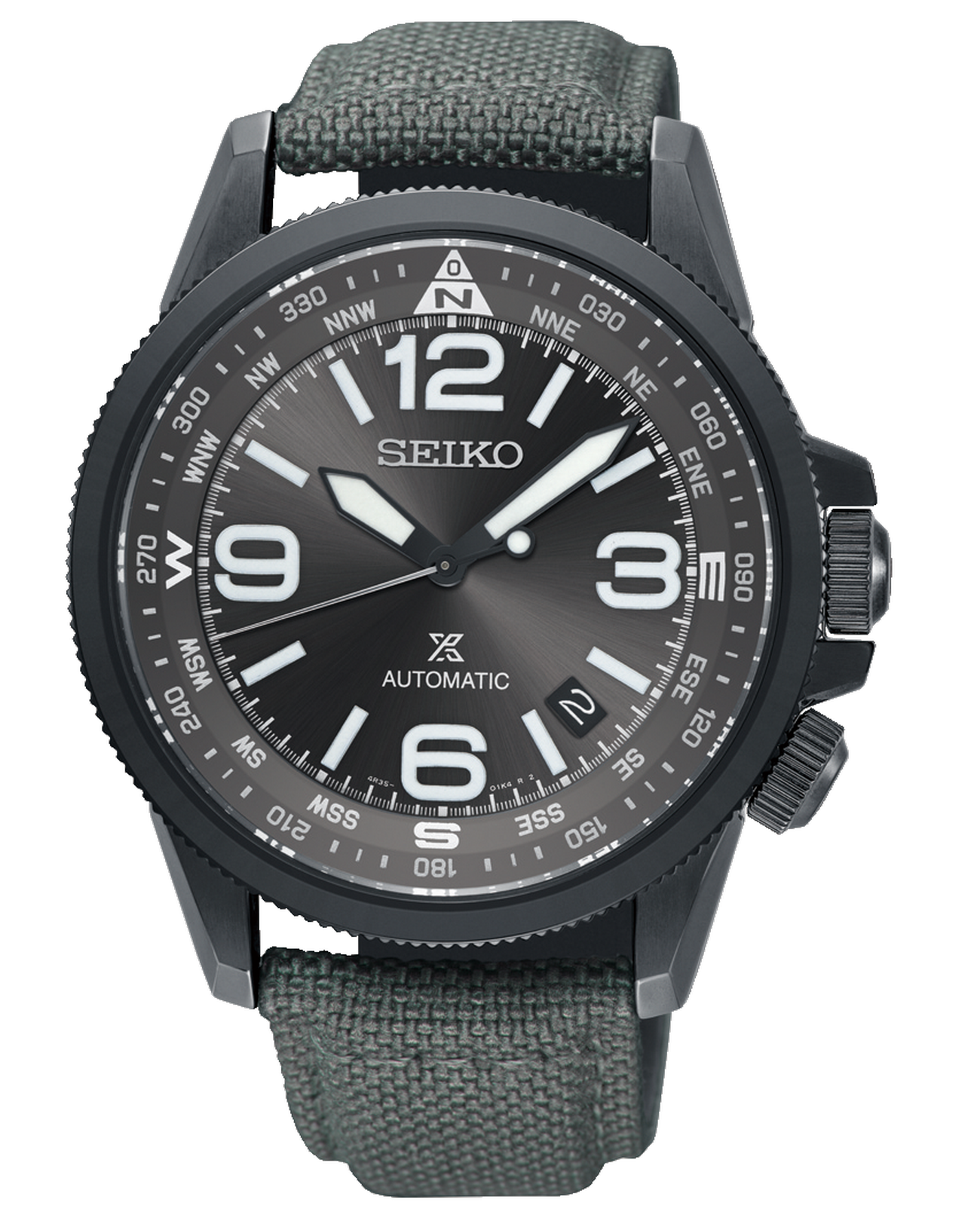 Seiko SEIKO Prospex SRPE29K1C  SRPE29K1C механические мужские часы черный циферблат, браслет нейлон — вид спереди