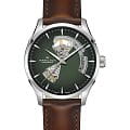 Hamilton Hamilton Jazzmaster Open Heart Auto H32675560  H32675560 механические мужские часы зеленый циферблат, браслет кожаный — вид спереди
