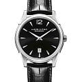 Hamilton Hamilton Jazzmaster Slim Auto H38615735  H38615735 механические мужские часы черный циферблат, браслет кожаный — вид спереди