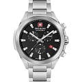 Swiss Military Hanowa Swiss Military Hanowa Chiroptera SMWGI0001901  SMWGI0001901 кварцевые мужские часы  черный циферблат, браслет нержавеющая сталь — вид спереди