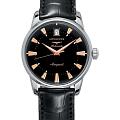 Longines Longines Heritage L1.611.4.52.4  L16114524 механические женские часы черный циферблат, браслет кожаный — вид спереди