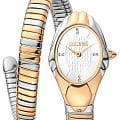 Just Cavalli Just Cavalli Serpente Prestigio JC1L182M0035  JC1L182M0035 кварцевые женские часы  серебристый циферблат, браслет нержавеющая сталь с pvd-покрытием — вид спереди