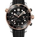 Omega Omega Seamaster Diver 300M 210.22.44.51.01.001 Diver 300m 21022445101001 механические мужские часы черный циферблат, браслет каучук — вид спереди