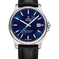 Swiss Military by Chrono Swiss Military by Chronо SM30200.12  SM30200.12 кварцевые мужские часы синий циферблат, браслет кожаный — вид спереди