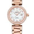 Omega Omega De Ville Ladymatic 425.65.34.20.55.010  Ladymatic 42565342055010 механические женские часы  перламутровый циферблат, браслет 18-каратное желтое золото — вид спереди