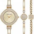 Anne Klein Anne Klein Box Set 5228GPST  5228GPST кварцевые женские часы золотой циферблат, браслет нержавеющая сталь с ip-покрытием — вид спереди
