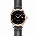 Longines Longines Record Collection L2.321.5.57.2  L23215572 механические женские часы черный циферблат, браслет кожаный — вид спереди