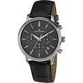 Jacques Lemans Jacques Lemans N-209P  N-209P автокварц (кинетик) мужские часы черный циферблат, браслет кожаный — вид спереди
