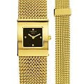 Tissot Tissot T-Gold Bellflower T73.3.326.51  T73332651 кварцевые женские часы черный циферблат, браслет 18-каратное желтое золото — вид спереди