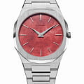 D1 Milano D1 Milano Ultra Thin UTBJ20  UTBJ20 кварцевые мужские часы красный циферблат, браслет нержавеющая сталь 316l — вид спереди