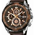 Casio Casio Edifice EFR-539L-5AVUDF (EFR-539L-5A) EFR EFR-539L-5A кварцевые мужские часы коричневый циферблат, браслет кожаный — вид спереди