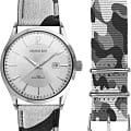George Kini George Kini GK.11.S.1S.4.1.0  GK.11.S.1S.4.1.0 кварцевые мужские часы серебристый циферблат, браслет кожа + текстиль — вид спереди