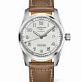 Longines Longines Spirit L3.810.4.73.2  L38104732 механические мужские часы серебристый циферблат, браслет кожаный — вид спереди