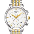 Tissot Tissot T-Classic Tradition T063.617.22.037.00 Tradition T0636172203700 кварцевые мужские часы  белый циферблат, браслет сталь c pvd покрытием — вид спереди
