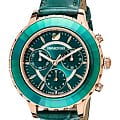 Swarovski Swarovski Octea Lux Chrono 5452498  5452498 кварцевые женские часы  зеленый циферблат, браслет кожаный — вид спереди
