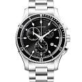 Hamilton Hamilton Jazzmaster Seaview Chrono Quartz H37512131  H37512131 кварцевые мужские часы черный циферблат, браслет нержавеющая сталь — вид спереди