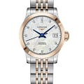 Longines Longines Record Collection L2.320.5.87.7  L23205877 механические женские часы черный циферблат, браслет нержавеющая сталь + золото 18к — вид спереди