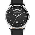 Jacques Lemans Jacques Lemans London 1-2193A  1-2193A кварцевые мужские часы черный циферблат, браслет кожаный — вид спереди