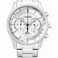 Citizen Citizen Chronograph AN8190-51A  AN8190-51A кварцевые мужские часы  белый циферблат, браслет нержавеющая сталь — вид спереди