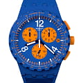 Swatch Swatch Chrono 42 Standard SUSN419  SUSN419 кварцевые мужские часы синий циферблат, браслет силикон — вид спереди