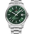 Swiss Military by Chrono Swiss Military by Chrono Сверхточные SM30200.31  SM30200.31 кварцевые мужские часы  зеленый циферблат, браслет нержавеющая сталь — вид спереди