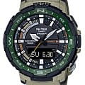 Casio Casio Pro Trek PRT-B70-5 PRT PRT-B70-5ER кварцевые мужские часы зеленый циферблат, браслет пластик — вид спереди