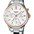 Casio Casio Sheen SHE-3047SG-7A  SHE-3047SG-7A кварцевые женские часы белый циферблат, браслет нержавеющая сталь — вид спереди