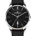 Jacques Lemans Jacques Lemans Classic 1-2124A  1-2124A кварцевые мужские часы черный циферблат, браслет кожаный — вид спереди
