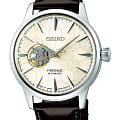 Seiko Seiko Presage SSA409J1  SSA409J1 механические мужские часы белый циферблат, браслет кожаный — вид спереди