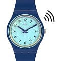 Swatch Swatch Gent Swatch Pay! SVHN102-5300  SVHN102-5300 кварцевые женские часы голубой циферблат, браслет силикон — вид спереди
