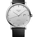 Longines Longines Elegant Collection L4.911.4.77.2  L49114772 механические мужские часы серебристый циферблат, браслет кожаный — вид спереди