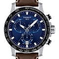 Tissot Tissot SuperSport Chrono T125.617.16.041.00 SuperSport Chrono T1256171604100 кварцевые мужские часы синий циферблат, браслет кожаный — вид спереди