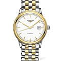 Longines Longines Flagship L4.984.3.22.7  L49843227 механические мужские часы  белый циферблат, браслет сталь c pvd покрытием — вид спереди