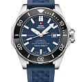 Swiss Military by Chrono Swiss Military by Chrono SMA34092.05  SMA34092.05 механические мужские часы  синий циферблат, браслет каучук — вид спереди