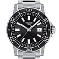 Tissot Tissot Supersport Gent T125.610.11.051.00 SuperSport Chrono T1256101105100 кварцевые мужские часы  черный циферблат, браслет нержавеющая сталь — вид спереди