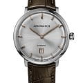 Aerowatch Aerowatch Heritage 67975 RO01  67975 RO01 механические мужские часы серебристый циферблат, браслет кожаный — вид спереди