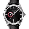 Tissot Tissot PR 100 Dual Time T101.452.16.051.00 PR 100 T1014521605100 кварцевые мужские часы черный циферблат, браслет кожаный — вид спереди