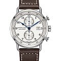 Hamilton Hamilton Khaki Navy Pioneer Auto Chrono H77706553  H77706553 механические мужские часы белый циферблат, браслет кожаный — вид спереди