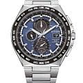 Citizen Citizen Eco-Drive AT8238-84L  AT8238-84L кварцевые мужские часы синий циферблат, браслет титановый — вид спереди