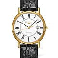 Longines Longines Presence L4.921.2.11.2  L49212112 механические женские часы белый циферблат, браслет кожаный — вид спереди