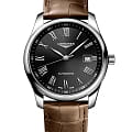 Longines Longines Master Collection L2.793.4.59.2  L27934592 механические мужские часы черный циферблат, браслет кожаный — вид спереди