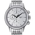 Tissot Tissot Carson Automatic Chronograph T085.427.11.011.00 Carson T0854271101100 механические мужские часы белый циферблат, браслет нержавеющая сталь — вид спереди
