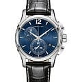 Hamilton Hamilton Jazzmaster Chrono Quartz H32612741  H32612741 кварцевые мужские часы синий циферблат, браслет кожаный — вид спереди