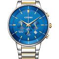Citizen Citizen Chronograph AN8224-51L  AN8224-51L кварцевые мужские часы  синий циферблат, браслет нержавеющая сталь с ip-покрытием — вид спереди