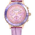 Swarovski Swarovski Octea Lux Chrono 5632263  5632263 кварцевые женские часы  фиолетовый циферблат, браслет кожаный — вид спереди