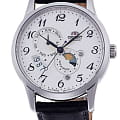 Orient Orient RA-AK0003S10  RA-AK0003S механические мужские часы белый циферблат, браслет кожаный — вид спереди