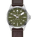 Hamilton Hamilton Khaki Aviation Pilot Auto H76305560  H76305560 механические мужские часы  зеленый циферблат, браслет кожаный — вид спереди